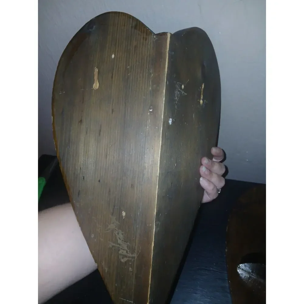 Amish Made Vintage Wooden Corner Heart Wall Hanging Shelf 11” Cottage Core
